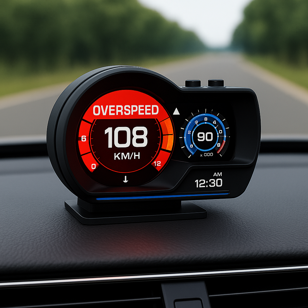 Head Up Display with Speed Warning for Cars