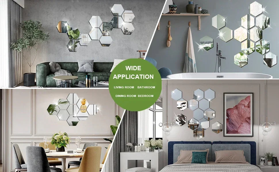 Modern Hexagon 3D Wall Mirrors