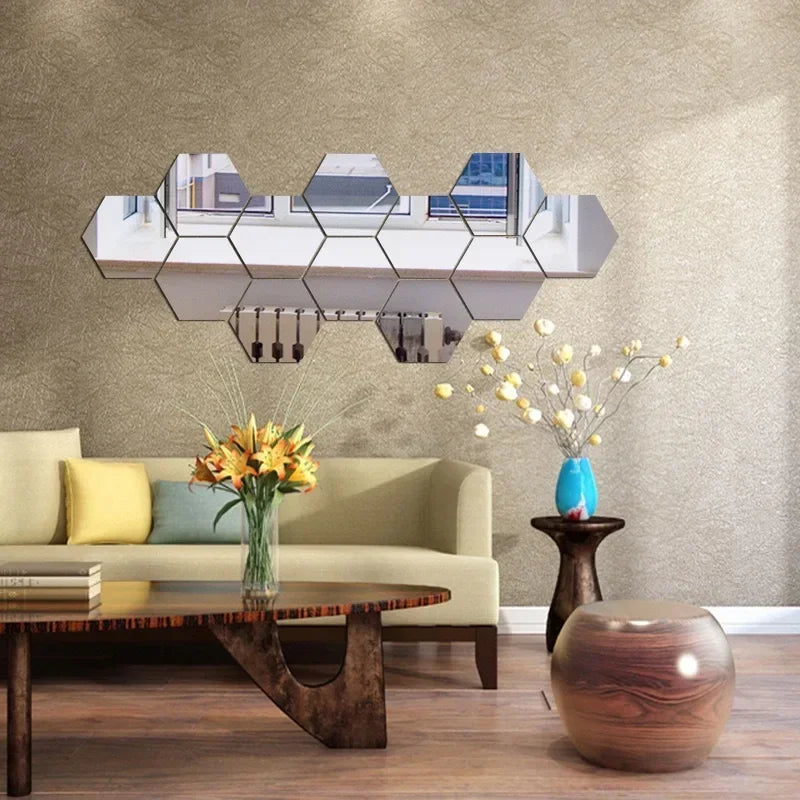 Modern Hexagon 3D Wall Mirrors
