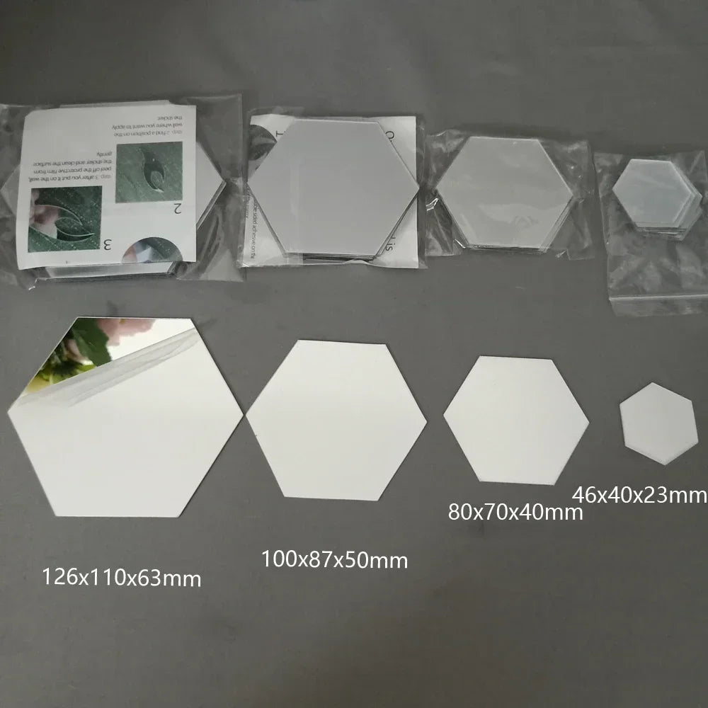 Modern Hexagon 3D Wall Mirrors