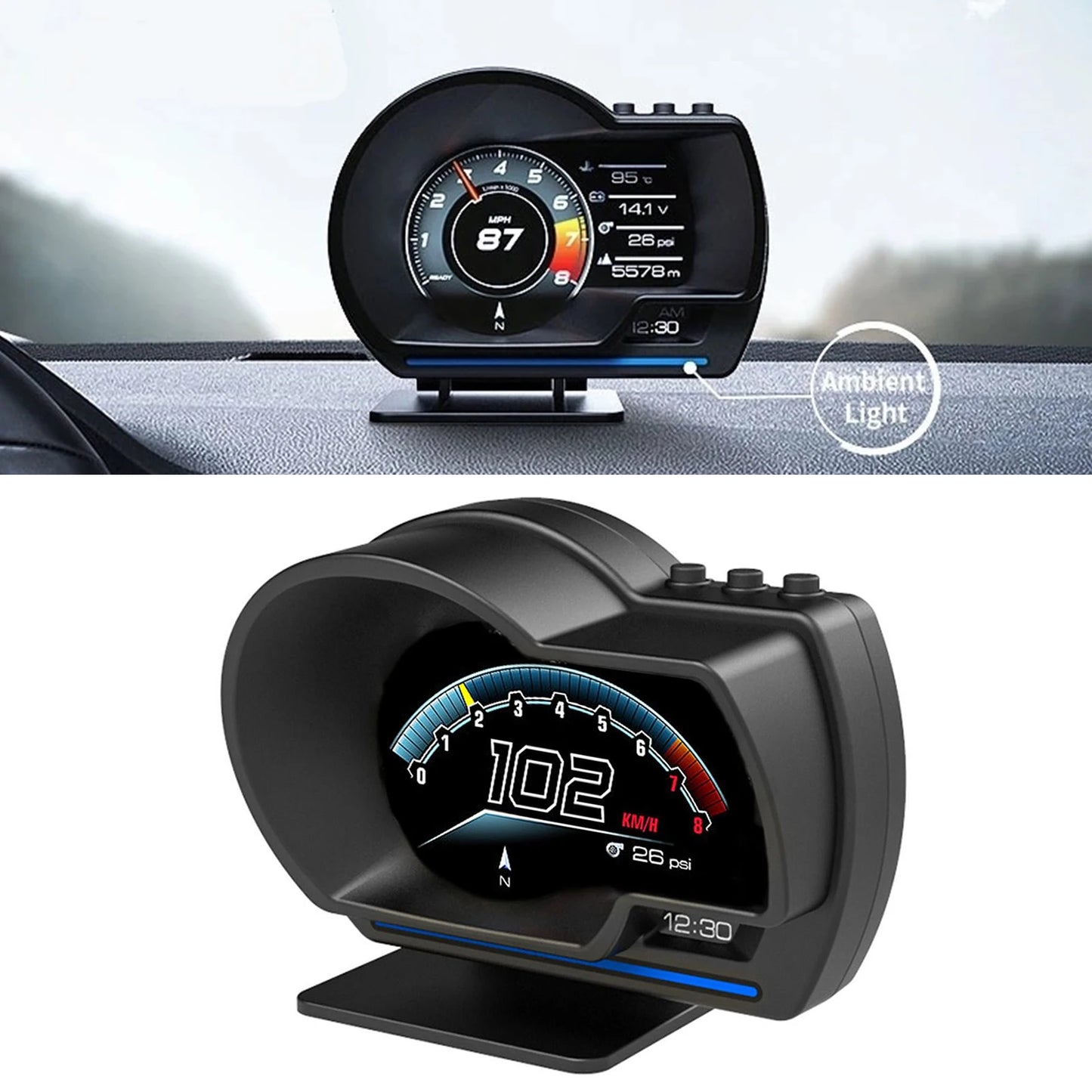 Head Up Display with Speed Warning for Cars