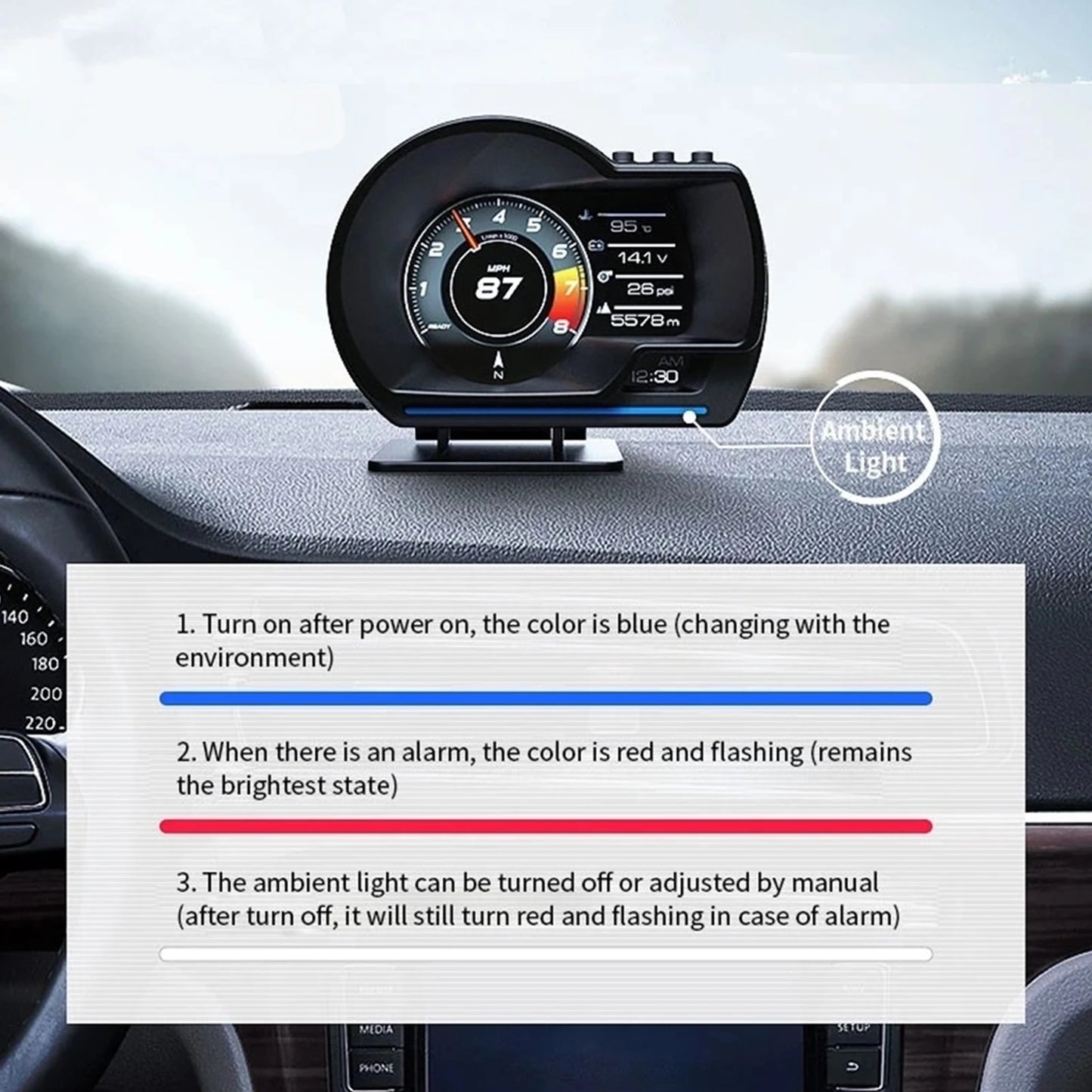 Head Up Display with Speed Warning for Cars