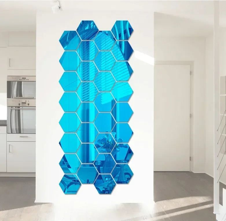 Modern Hexagon 3D Wall Mirrors