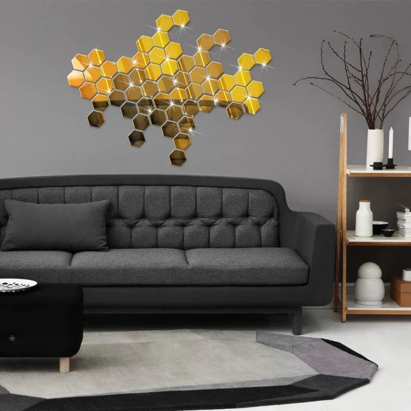 Modern Hexagon 3D Wall Mirrors