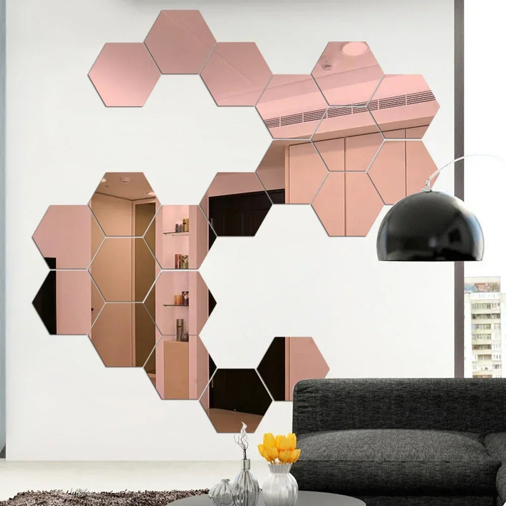Modern Hexagon 3D Wall Mirrors