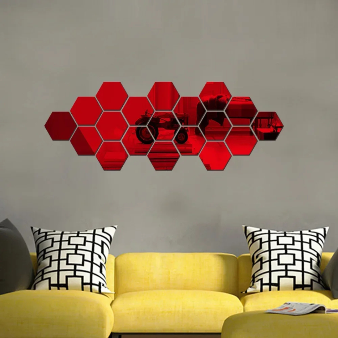 Modern Hexagon 3D Wall Mirrors