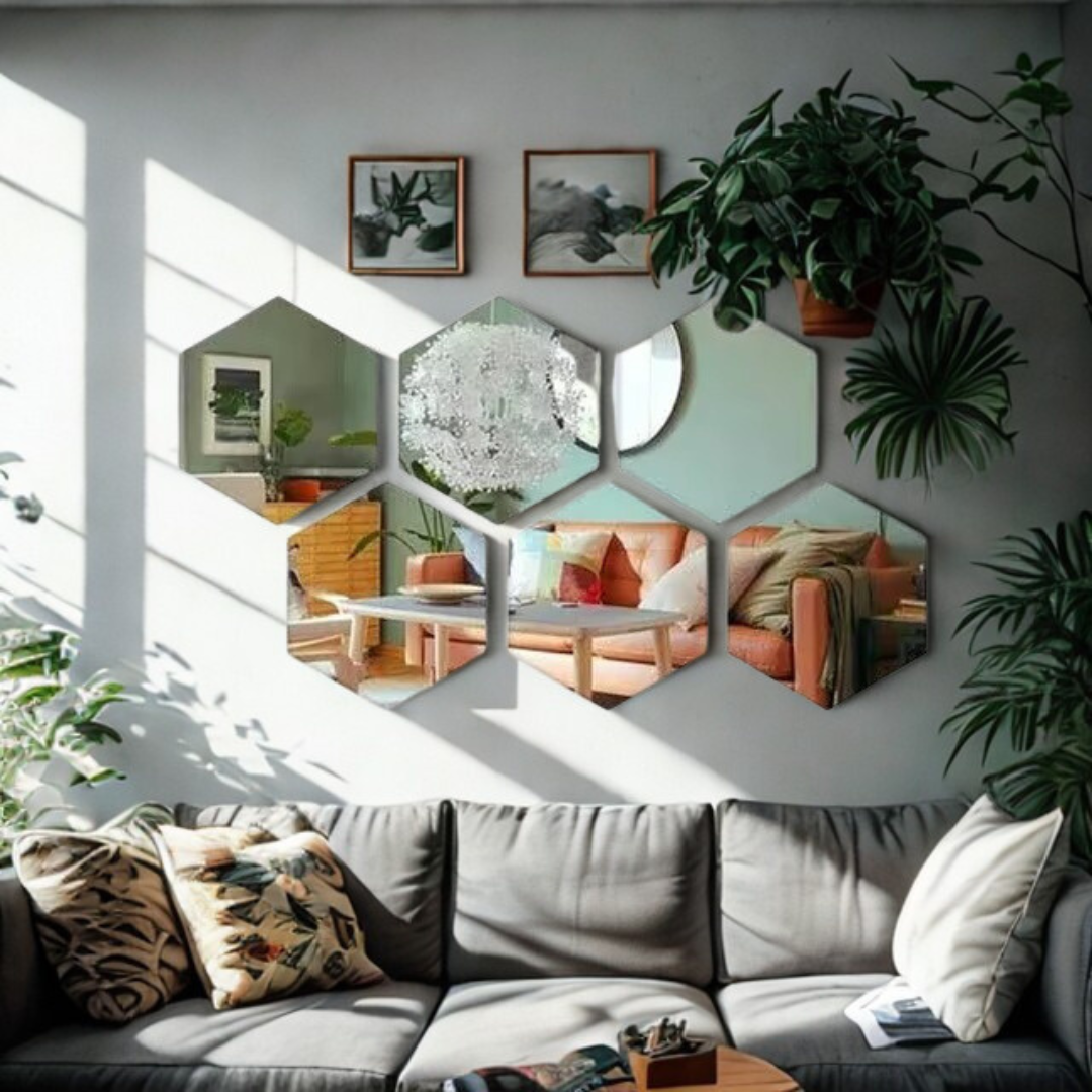 Modern Hexagon 3D Wall Mirrors