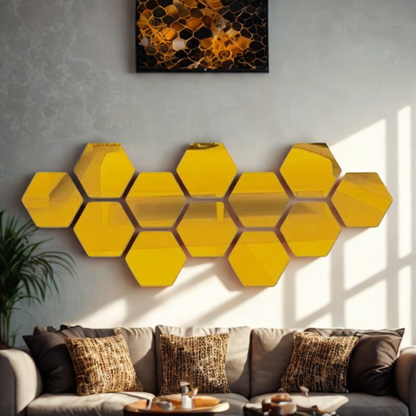Modern Hexagon 3D Wall Mirrors
