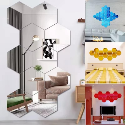 Modern Hexagon 3D Wall Mirrors