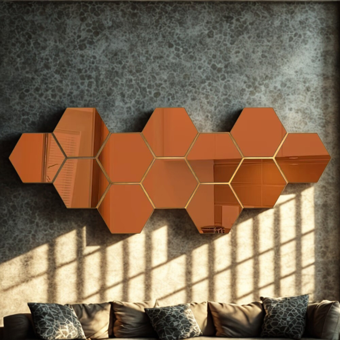 Modern Hexagon 3D Wall Mirrors