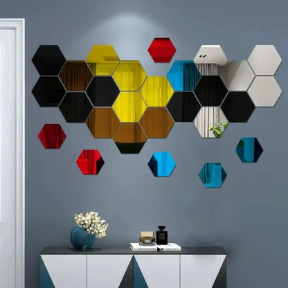 Modern Hexagon 3D Wall Mirrors