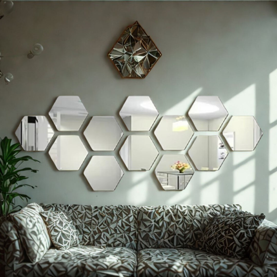 Modern Hexagon 3D Wall Mirrors