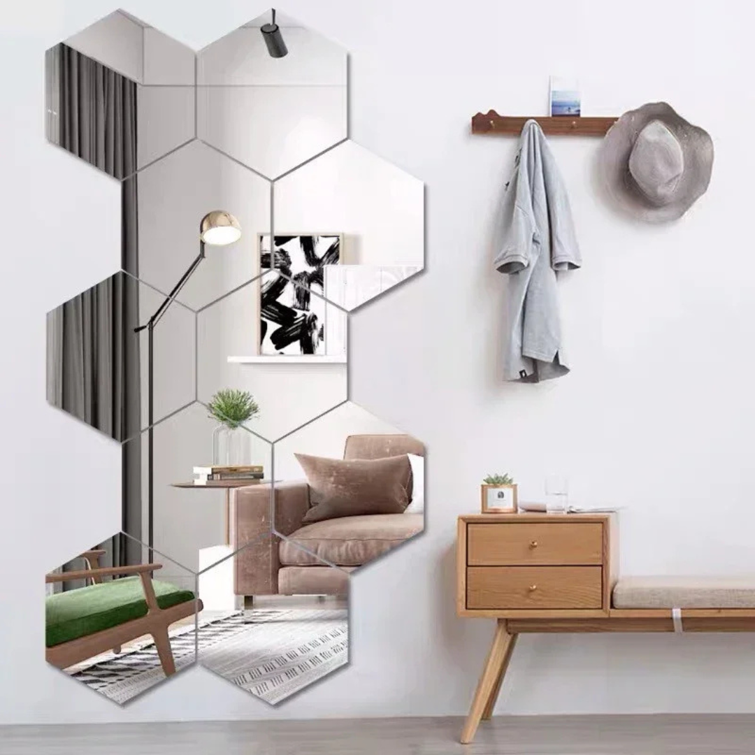 Modern Hexagon 3D Wall Mirrors