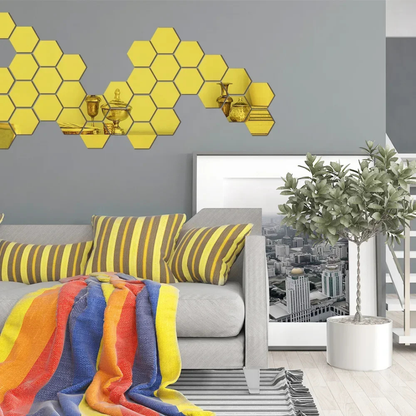 Modern Hexagon 3D Wall Mirrors