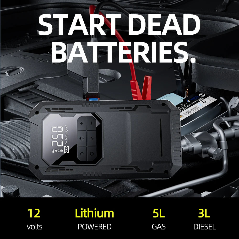 Heavy-Duty 4-in-1 Car Jump Starter with Air Pump and Power Bank